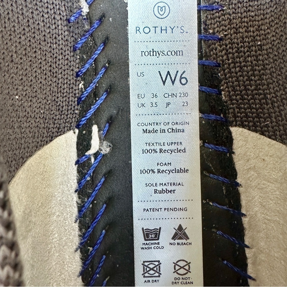 Rothy's 220 mm Birdseye Gray Rubber Round Toe Flats Size 6 - Picture 10 of 11